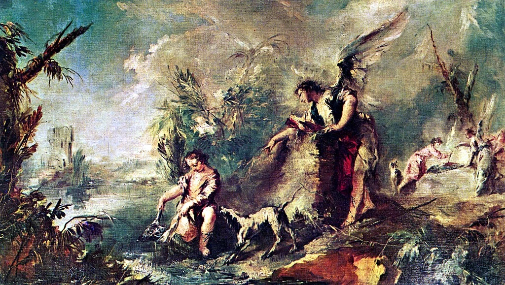 Storie di Tobia. Tobia pesca con l'arcangelo Raffaele - Chiesa dell'Angelo Raffaele, Venezia